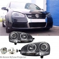 Μπροστινά Φανάρια Set Για Vw Golf V (5) 03-08 Bi-Xenon Projectors GTI / R32 Look Μαύρα H7/H7 Με Μοτέρ &amp;amp; E-Mark Carner - Headlights - Xenon - Bulbs